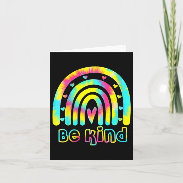 Be Kind Tie Dye Rainbow Kindness Autism Awareness  Card (Front)