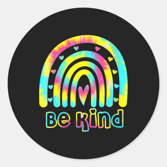 Be Kind Tie Dye Rainbow Kindness Autism Awareness  Classic Round Sticker (Front)
