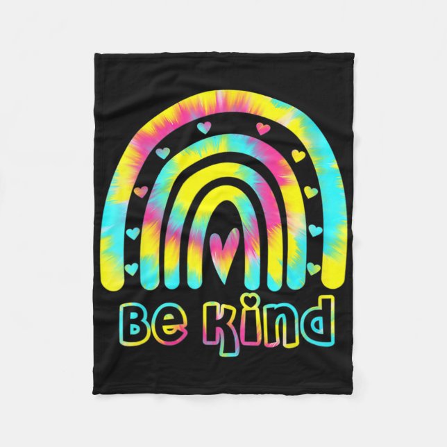 Be Kind Tie Dye Rainbow Kindness Autism Awareness  Fleece Blanket (Front)