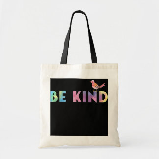 Be kind tie dye with bird  tote bag