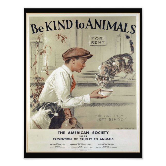 Be Kind to Animals - Vintage Poster (Front)