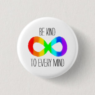 Be Kind to Every Mind - Autism Acceptance Rainbow 3 Cm Round Badge