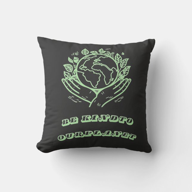 Be Kind to Our Planet: Caring Hands Earth Tee Cushion (Front)