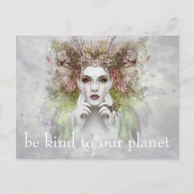 Be KIND to our Planet - Gaia Crying Earth Day Postcard (Front)