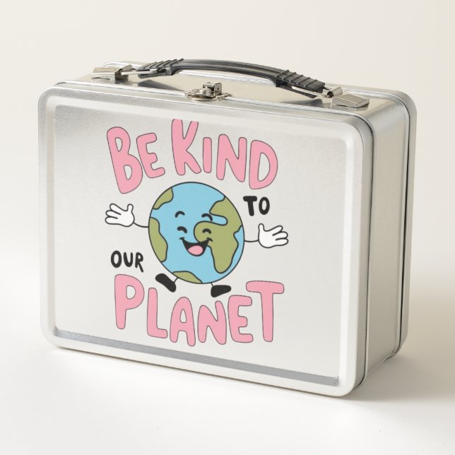 Be Kind to Our Planet 💚 Metal Lunch Box (Front)