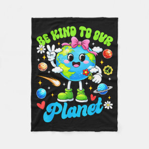 Be kind to planet cute earth day teachers women fleece blanket