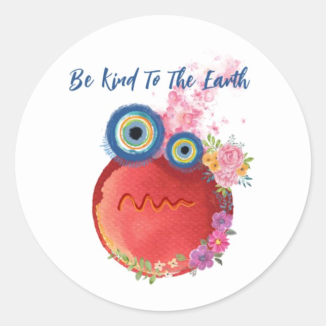 Be Kind To The Earth Classic Round Sticker (Front)