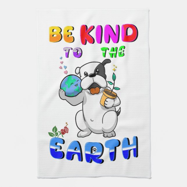 Be Kind To The Earth Tea Towel (Vertical)