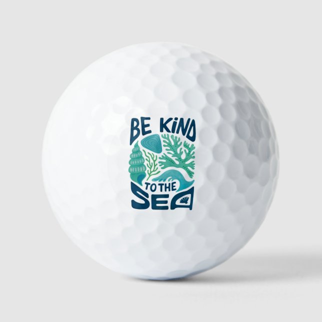 Be Kind to the Sea – Ocean Conservation Eco Design Golf Balls (Front)