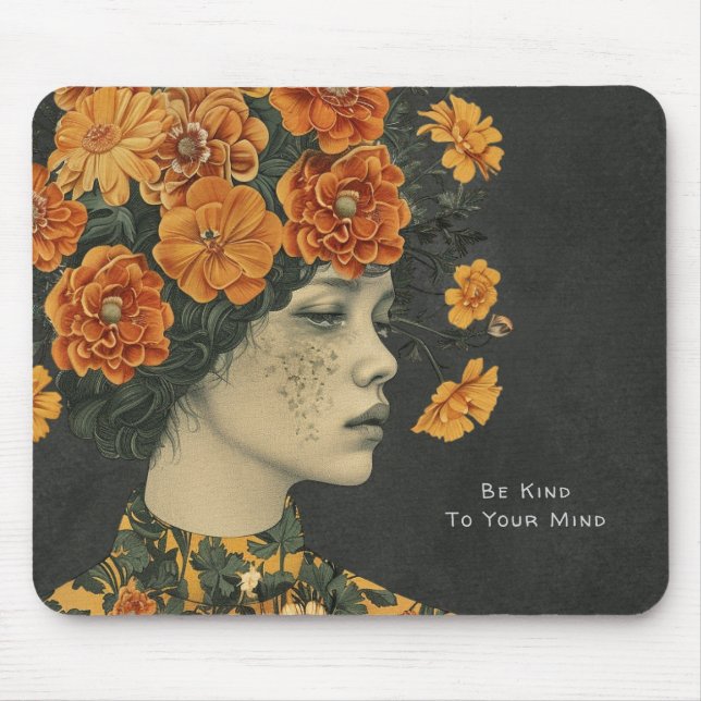 Be Kind to Your Mind Artistic Mouse Pad (Front)