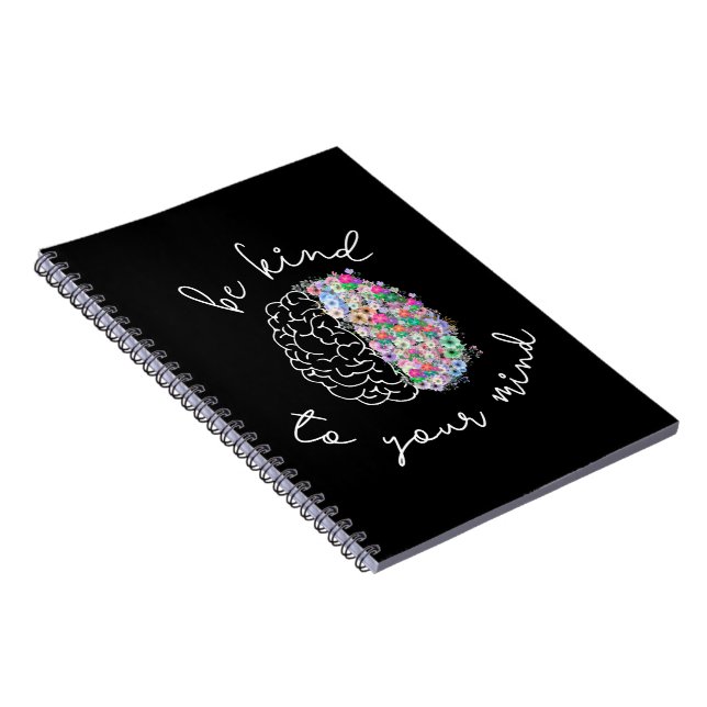 Be Kind To Your Mind Floral Brain Mental Health Notebook (Right Side)