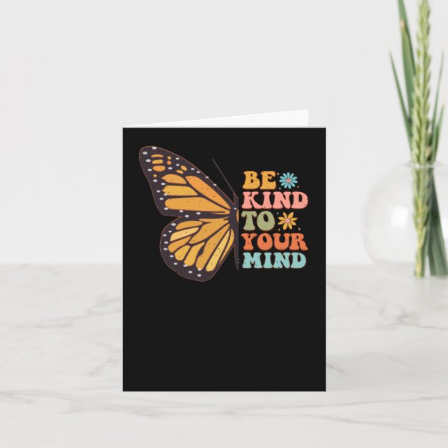Be Kind To Your Mind Flowers Butterfly Sticker  Card (Front)