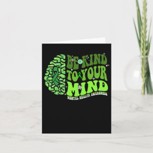 Be Kind To Your Mind Green Ribbon Brain Groovy Wav Card