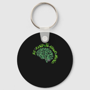 Be Kind To Your Mind Green Ribbon Brain - Mental H Key Ring
