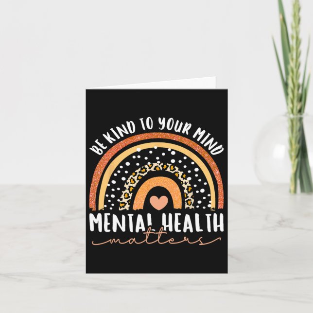 Be Kind To Your Mind Leopard Rainbow Mental Health Card (Front)