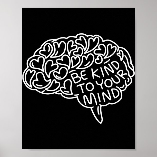Be Kind To Your Mind Mental Health Awareness Heart Poster (Front)