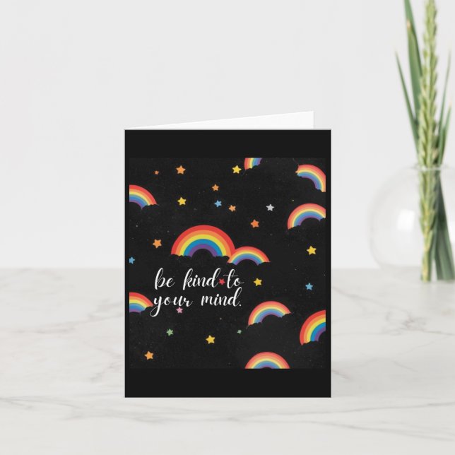Be Kind To Your Mind Rainbow Sticker  Card (Front)