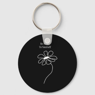 Be Kind To Yourself Minimalist Flower Self Love  Key Ring