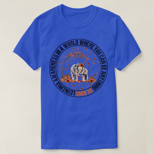 Be Kind Tree Elephant Orange Leukaemia Awareness A T-Shirt (Design Front)