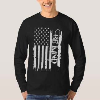 Be Kind United States Distressed w US Flag T-Shirt
