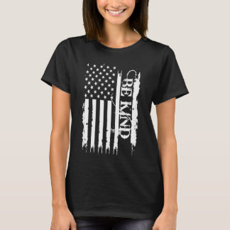 Be Kind United States Distressed w US Flag T-Shirt