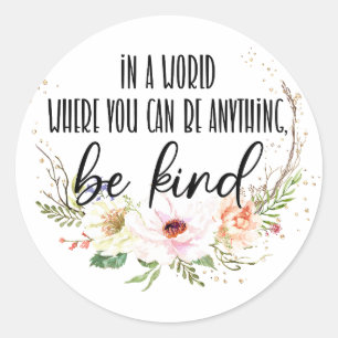 Be kind Vintage Wild Flowers Mental Health Classic Round Sticker