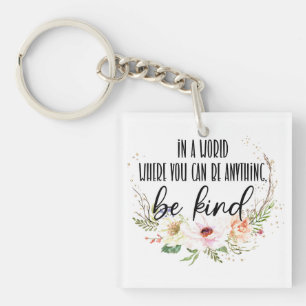 Be kind Vintage Wild Flowers Mental Health Key Ring