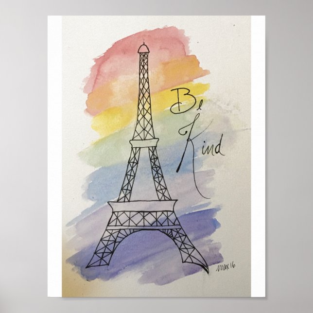 Be Kind Watercolor and Ink Poster (Front)