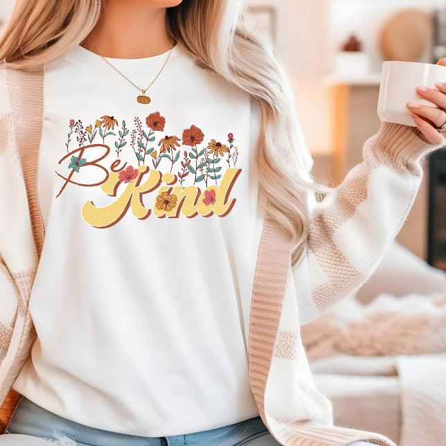 Be Kind Wild Flower Motivational Typography Tri-Blend Shirt (Creator Uploaded)