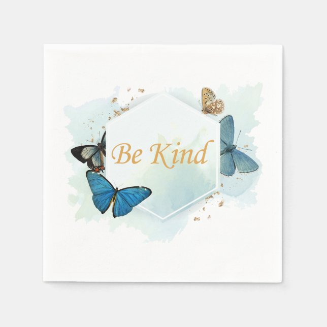 Be Kind Women’s Inspirational Butterfly Watercolor Napkin (Front)