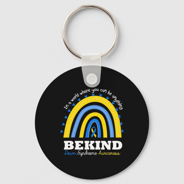 Be Kind World Down Syndrome Day Awareness Supporte Key Ring (Front)