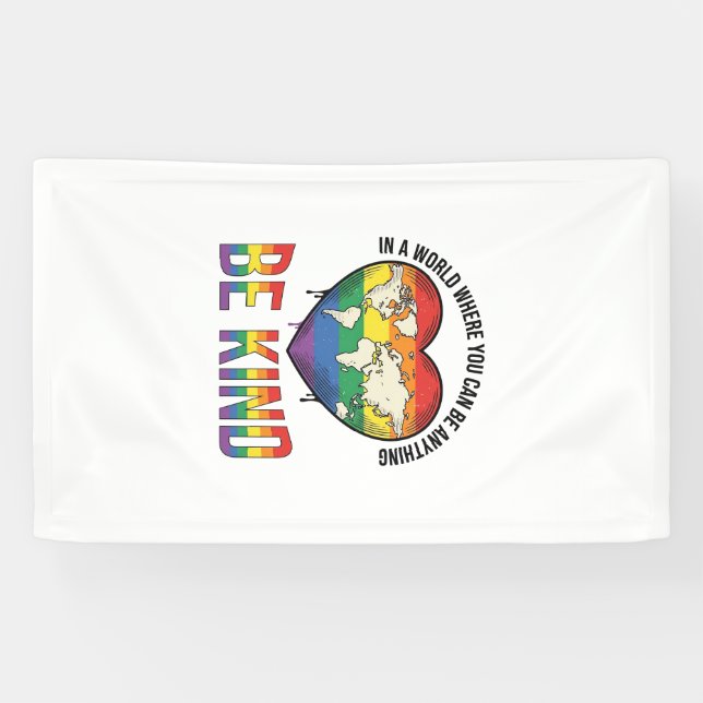 Be Kind World Heart Rainbow Vector T-Shirt Design_ Banner (Horizontal)