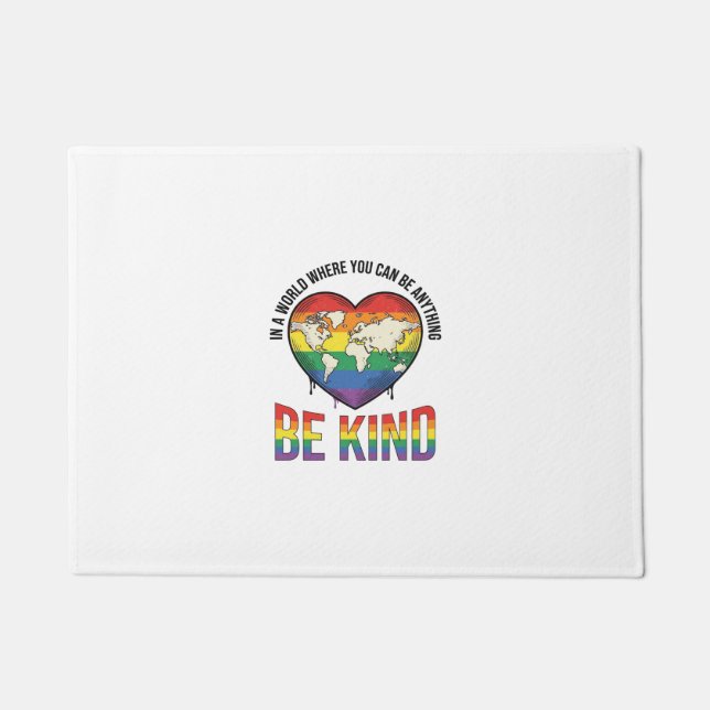 Be Kind World Heart Rainbow Vector T-Shirt Design_ Doormat (Front)