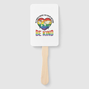 Be Kind World Heart Rainbow Vector T-Shirt Design_ Hand Fan