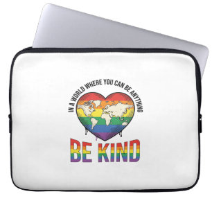 Be Kind World Heart Rainbow Vector T-Shirt Design_ Laptop Sleeve