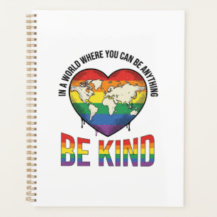 Be Kind World Heart Rainbow Vector T-Shirt Design_ Planner