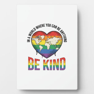 Be Kind World Heart Rainbow Vector T-Shirt Design_ Plaque