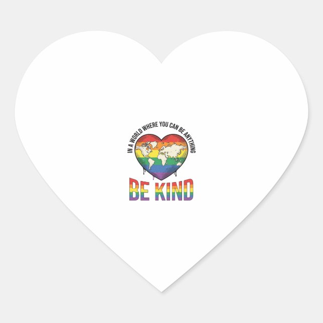 Be Kind World Heart Rainbow Vector T-Shirt Design_ Sticker (Front)