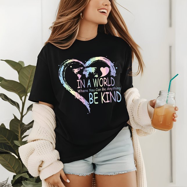 Be Kind World Modern Girly Love Heart Tri-Blend Shirt (Creator Uploaded)