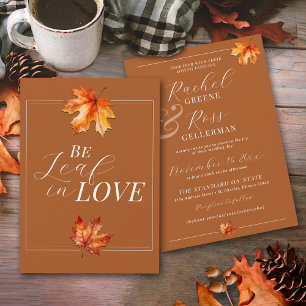 Be Leaf In Love Burnt Orange Rustic Fall Wedding Invitation