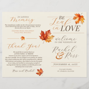 Be Leaf In Love Rust Fall Wedding Ceremony Program