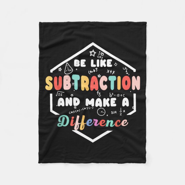 Be Like Subtraction Math Quote Chalkboard Teacher  Fleece Blanket (Front)
