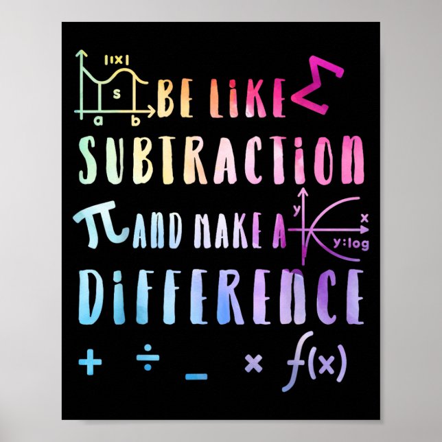 Be Like Subtraction Math Quote For Teachers Studen Poster (Front)