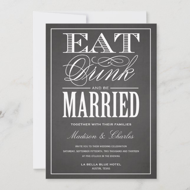 BE MARRIED CHALKBOARD | WEDDING INVITATION (Front)