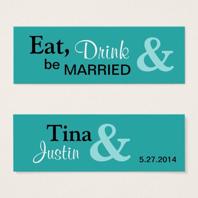Be Married Small Favour Tag - Aqua (Front & Back)
