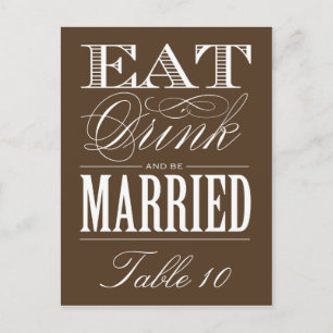 & BE MARRIED   TABLE NUMBER POSTCARD
