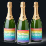 Be Merry and Bright Rainbow Custom Christmas Party Sparkling Wine Label<br><div class="desc">Beautiful rainbow Christmas party champagne bottle label in pretty bold colours that reads Be Merry and Bright. Cheerful gay pride themed holiday gifts for an LGBTQ family.</div>
