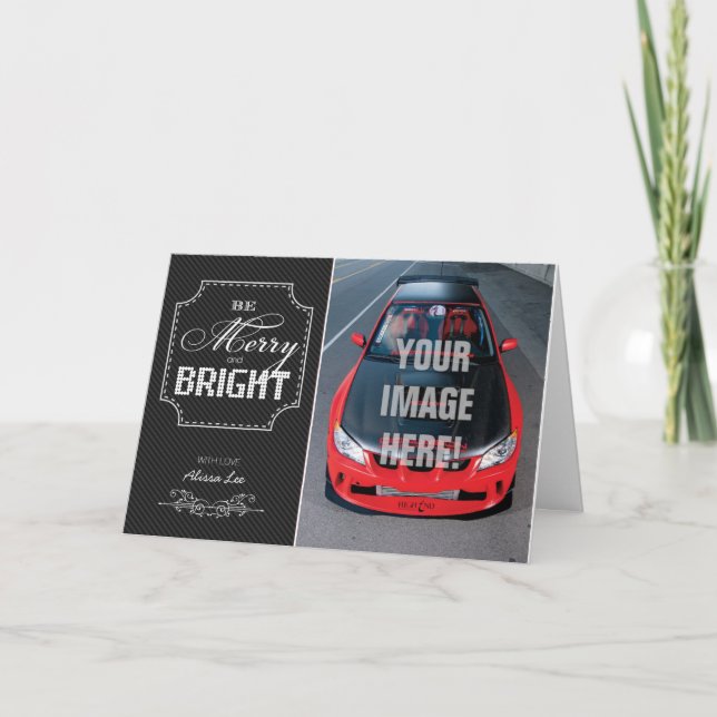 Be Merry and Bright - Subaru STI Car themed Holiday Card (Front)