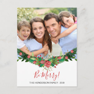 Be Merry! and Garland Script Photo Card