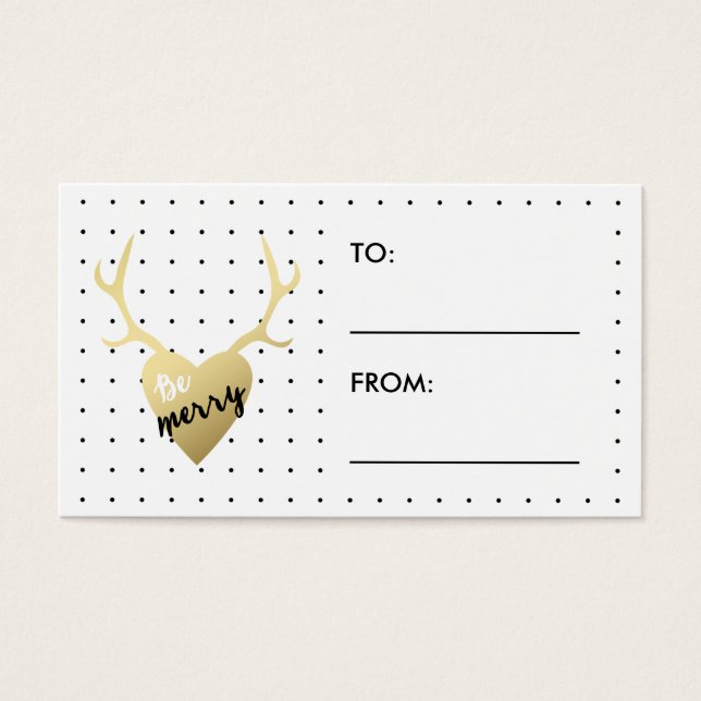 Be Merry Antlers | Holiday Gift Label (Front)